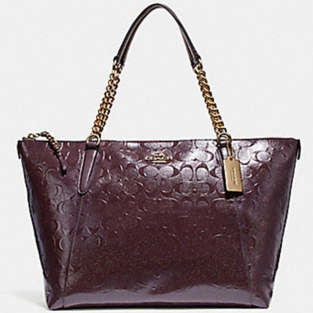 Nwt Coach Ava chain tote debossed oxblood